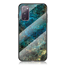 Coque Contour Silicone et Vitre Motif Fantaisie Miroir Etui Housse pour Samsung Galaxy S20 FE 5G Bleu