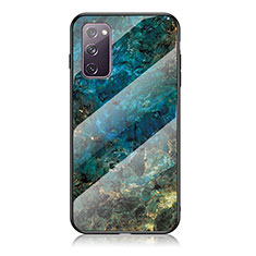 Coque Contour Silicone et Vitre Motif Fantaisie Miroir Etui Housse pour Samsung Galaxy S20 Lite 5G Bleu
