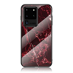 Coque Contour Silicone et Vitre Motif Fantaisie Miroir Etui Housse pour Samsung Galaxy S20 Ultra 5G Rouge