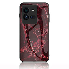 Coque Contour Silicone et Vitre Motif Fantaisie Miroir Etui Housse pour Vivo iQOO 10 Pro 5G Rouge
