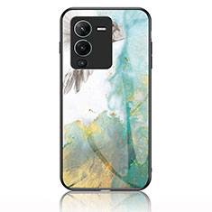 Coque Contour Silicone et Vitre Motif Fantaisie Miroir Etui Housse pour Vivo V25 Pro 5G Vert