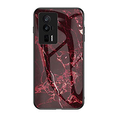 Coque Contour Silicone et Vitre Motif Fantaisie Miroir Etui Housse pour Xiaomi Poco F5 Pro 5G Rouge