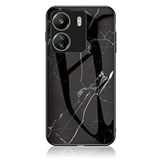 Coque Contour Silicone et Vitre Motif Fantaisie Miroir Etui Housse pour Xiaomi Redmi 13C Noir