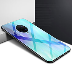 Coque Contour Silicone et Vitre Motif Fantaisie Miroir Etui Housse pour Xiaomi Redmi K30 Pro 5G Cyan