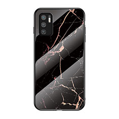 Coque Contour Silicone et Vitre Motif Fantaisie Miroir Etui Housse pour Xiaomi Redmi Note 10T 5G Or et Noir
