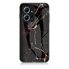Coque Contour Silicone et Vitre Motif Fantaisie Miroir Etui Housse pour Xiaomi Redmi Note 12 4G Or et Noir
