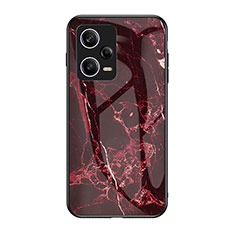 Coque Contour Silicone et Vitre Motif Fantaisie Miroir Etui Housse pour Xiaomi Redmi Note 12 Pro 5G Rouge