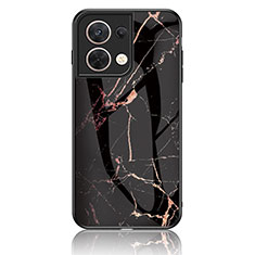 Coque Contour Silicone et Vitre Motif Fantaisie Miroir Etui Housse pour Xiaomi Redmi Note 13 5G Or et Noir