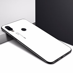 Coque Contour Silicone et Vitre Motif Fantaisie Miroir Etui Housse pour Xiaomi Redmi Note 7 Pro Blanc