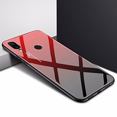 Coque Contour Silicone et Vitre Motif Fantaisie Miroir Etui Housse pour Xiaomi Redmi Note 7 Pro Rouge