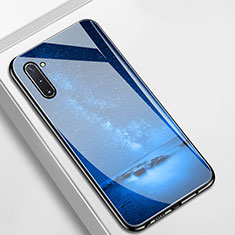 Coque Contour Silicone et Vitre Motif Fantaisie Miroir Etui Housse S01 pour Samsung Galaxy Note 10 5G Bleu