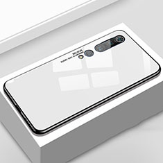 Coque Contour Silicone et Vitre Motif Fantaisie Miroir Etui Housse S01 pour Xiaomi Mi 10 Pro Blanc