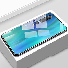 Coque Contour Silicone et Vitre Motif Fantaisie Miroir Etui Housse S01 pour Xiaomi Mi 10 Pro Bleu Ciel
