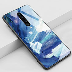 Coque Contour Silicone et Vitre Motif Fantaisie Miroir Etui Housse S01 pour Xiaomi Redmi K30 4G Bleu