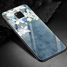 Coque Contour Silicone et Vitre Motif Fantaisie Miroir Etui Housse S02 pour Huawei Mate 20 X 5G Bleu