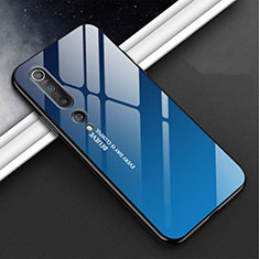 Coque Contour Silicone et Vitre Motif Fantaisie Miroir Etui Housse S02 pour Xiaomi Mi 10 Bleu