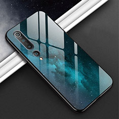 Coque Contour Silicone et Vitre Motif Fantaisie Miroir Etui Housse S02 pour Xiaomi Mi 10 Cyan