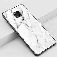 Coque Contour Silicone et Vitre Motif Fantaisie Miroir Etui Housse Z02 pour Huawei Mate 20 Pro Blanc