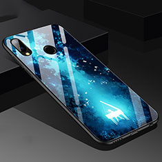 Coque Contour Silicone et Vitre Motif Fantaisie Miroir pour Huawei Nova 3e Bleu