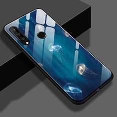 Coque Contour Silicone et Vitre Motif Fantaisie Miroir S01 pour Huawei P30 Lite New Edition Bleu