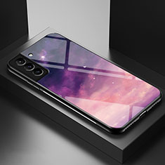 Coque Contour Silicone et Vitre Paillette Etoile Miroir Etui Housse A01 pour Samsung Galaxy S21 Plus 5G Violet