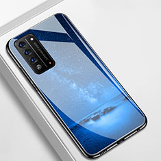Coque Contour Silicone et Vitre Paillette Etoile Miroir Etui Housse pour Huawei Honor X10 5G Bleu
