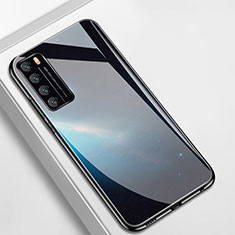 Coque Contour Silicone et Vitre Paillette Etoile Miroir Etui Housse pour Huawei Nova 7 5G Noir