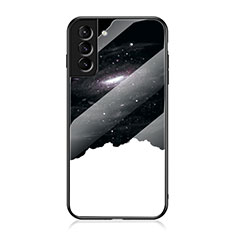 Coque Contour Silicone et Vitre Paillette Etoile Miroir Etui Housse pour Samsung Galaxy S21 Plus 5G Blanc