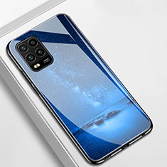 Coque Contour Silicone et Vitre Paillette Etoile Miroir Etui Housse pour Xiaomi Mi 10 Lite Bleu