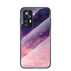 Coque Contour Silicone et Vitre Paillette Etoile Miroir Etui Housse pour Xiaomi Mi 12 5G Violet