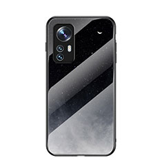 Coque Contour Silicone et Vitre Paillette Etoile Miroir Etui Housse pour Xiaomi Mi 12 Pro 5G Noir