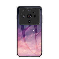 Coque Contour Silicone et Vitre Paillette Etoile Miroir Etui Housse pour Xiaomi Mi 12 Ultra 5G Violet