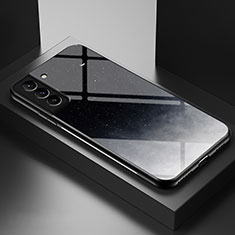 Coque Contour Silicone et Vitre Paillette Etoile Miroir Etui Housse S01 pour Samsung Galaxy S21 FE 5G Noir