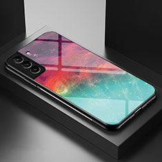 Coque Contour Silicone et Vitre Paillette Etoile Miroir Etui Housse S01 pour Samsung Galaxy S21 FE 5G Rouge