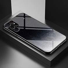 Coque Contour Silicone et Vitre Paillette Etoile Miroir Etui Housse S01 pour Samsung Galaxy S23 Ultra 5G Noir