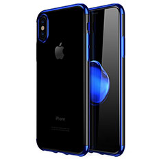 Coque Contour Silicone et Vitre Transparente Mat pour Apple iPhone X Bleu