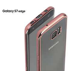 Coque Contour Silicone et Vitre Transparente Mat pour Samsung Galaxy S7 Edge G935F Or Rose
