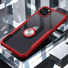 Coque Contour Silicone et Vitre Transparente Miroir 360 Degres avec Support Bague Anneau Aimante Magnetique pour Apple iPhone 11 Pro Max Rouge