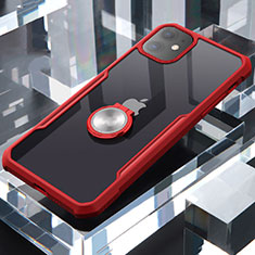 Coque Contour Silicone et Vitre Transparente Miroir 360 Degres avec Support Bague Anneau Aimante Magnetique pour Apple iPhone 11 Rouge