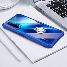 Coque Contour Silicone et Vitre Transparente Miroir 360 Degres avec Support Bague Anneau Aimante Magnetique pour Huawei Nova 6 5G Bleu