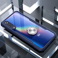 Coque Contour Silicone et Vitre Transparente Miroir 360 Degres avec Support Bague Anneau Aimante Magnetique pour Xiaomi Mi 9 Lite Bleu