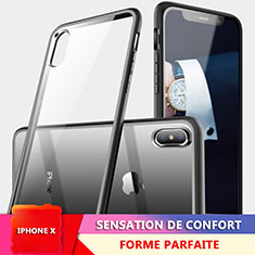 Coque Contour Silicone et Vitre Transparente Miroir 360 Degres pour Apple iPhone X Noir