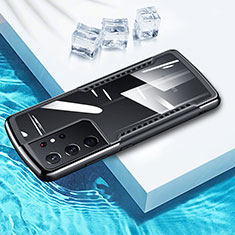 Coque Contour Silicone et Vitre Transparente Miroir 360 Degres pour Samsung Galaxy S21 Ultra 5G Noir