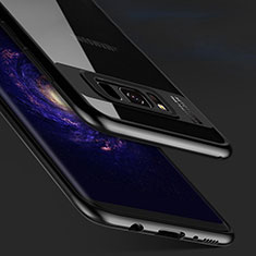 Coque Contour Silicone et Vitre Transparente Miroir 360 Degres R04 pour Samsung Galaxy S8 Plus Noir