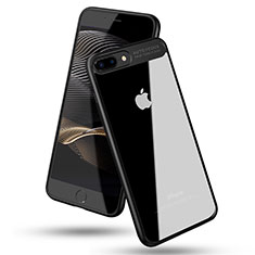 Coque Contour Silicone et Vitre Transparente Miroir 360 Degres T02 pour Apple iPhone 7 Plus Noir