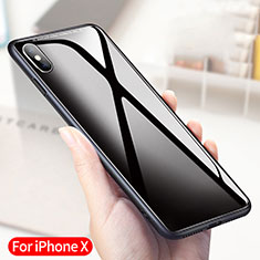 Coque Contour Silicone et Vitre Transparente Miroir 360 Degres T04 pour Apple iPhone X Noir