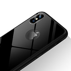 Coque Contour Silicone et Vitre Transparente Miroir 360 Degres T15 pour Apple iPhone Xs Max Noir