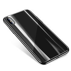 Coque Contour Silicone et Vitre Transparente Miroir Housse Etui pour Apple iPhone X Noir