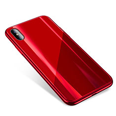 Coque Contour Silicone et Vitre Transparente Miroir Housse Etui pour Apple iPhone X Rouge