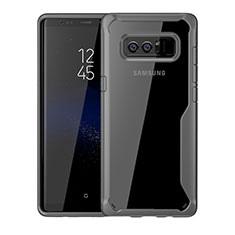 Coque Contour Silicone et Vitre Transparente Miroir Housse Etui pour Samsung Galaxy Note 8 Duos N950F Gris
